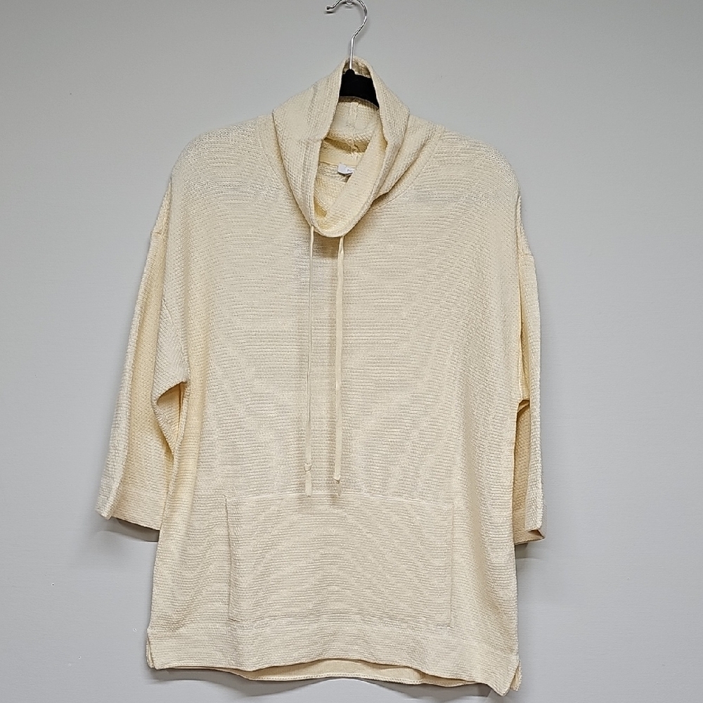 J Jill Funnel Neck ¾ Sleeve Pullover, Pale Yellow, Size XS, NEW